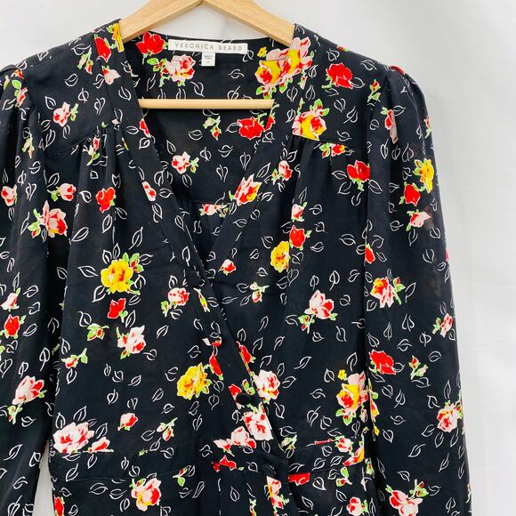 Veronica Beard 4 Kiona black Silk Floral Blouse - Picture 4 of 8